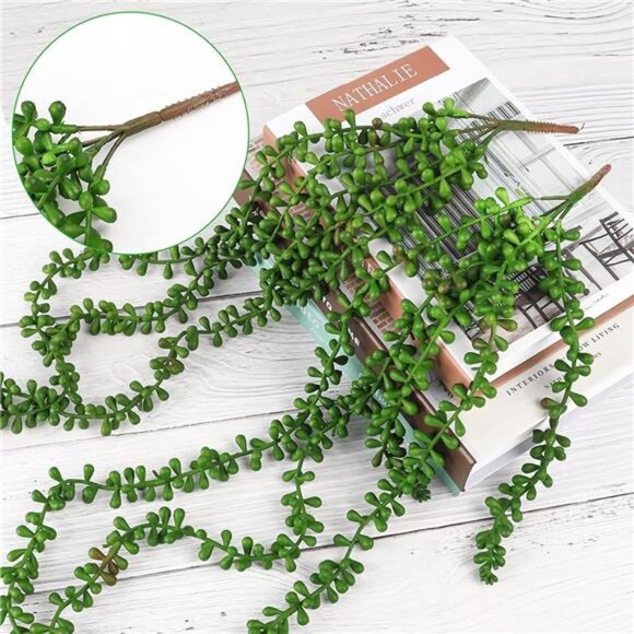 CEWOR 4pcs Fake Hanging Plants, String of Pearls Artificial Hanging Succulents - Picture 3 of 7
